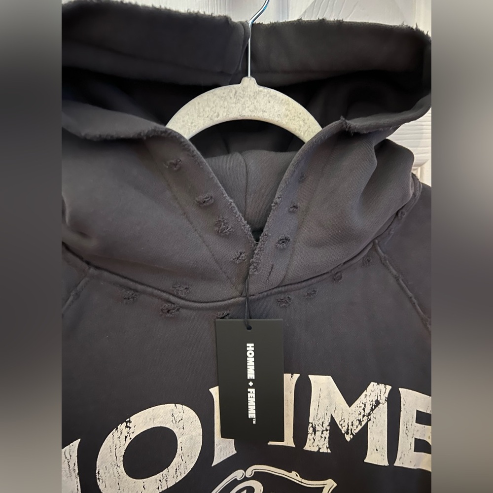 NWT: Homme Femme Distressed Hoodie - Picture 3 of 9